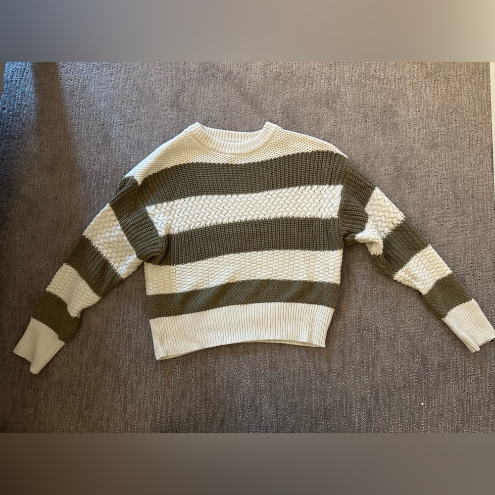 A New Day olive and cream striped sweater
